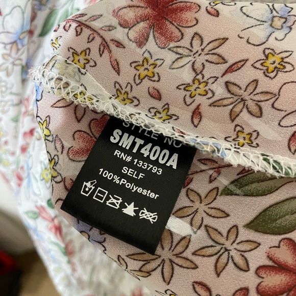 POL Floral Print Ruffle Lace Boho Long Sleeve Button Down Blouse size Large - Picture 8 of 8